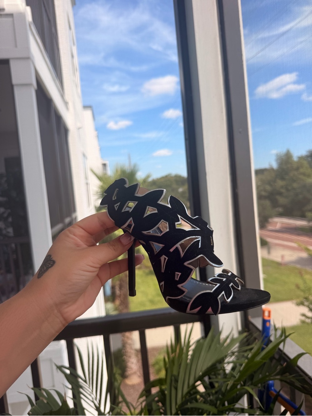Zara Black Cutout Leaf Stiletto Heels